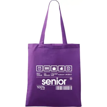 Čárový kód senior - Taška bavlněná - 42 x 38 cm ( Fialová )