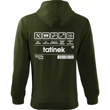 Pánská mikina Čárový kód Tatínek - Mikina s kapucí na zip trendy zipper - 2XL ( Military )