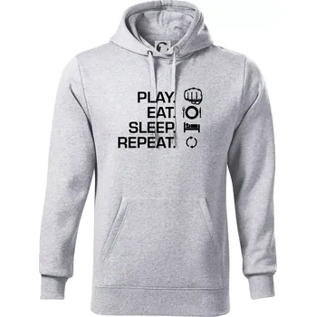 Pánská mikina MMA eat sleep repeat - Mikina pánská Cape s kapucí - 4XL ( Světlešedý Melír )