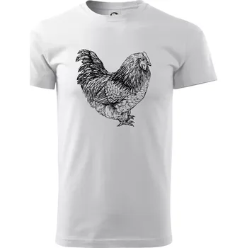 Pánské tričko Slepice černobílá - Triko extra velké (5-8XL) - 7XL ( Bílá )