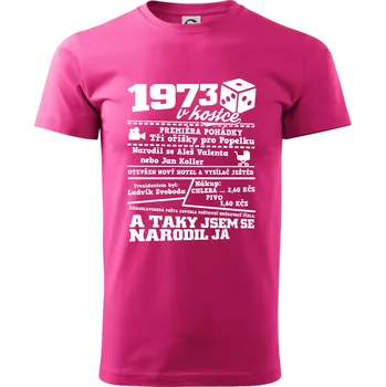 Pánské tričko 1973 v kostce - Klasické pánské triko vyšší gramáže - L ( Purpurová )