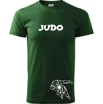 Judo nápis + postavy - Triko extra velké (5-8XL) - 7XL ( Lahvově zelená )