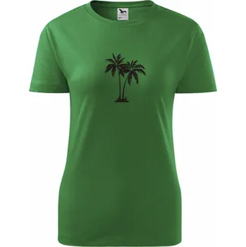 Dámské tričko Zelené dámské tričko s palmou - barva zelená - velikost S
