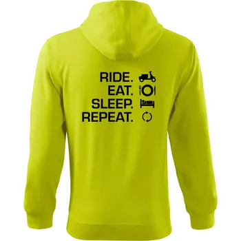 Pánská mikina Ride Eat Sleep Repeat moto skútr - Mikina s kapucí na zip trendy zipper - 2XL ( Limetková )