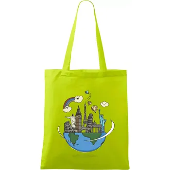 Cesta kolem světa - Taška bavlněná - 42 x 38 cm ( Limetková )