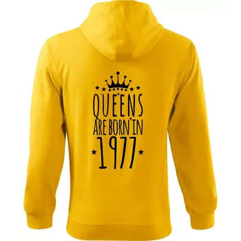 Pánská mikina Queens are born in 1977 - Mikina s kapucí na zip trendy zipper - M ( Žlutá )