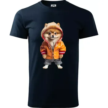 Pánské tričko Pomeranian v bundě - Triko extra velké (5-8XL) - 8XL ( Námořní modrá (velmi tmavá - téměř černá) )