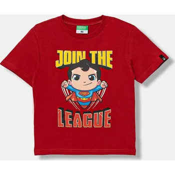 Chlapecké tričko Dětské bavlněné tričko United Colors of Benetton červená barva, s potiskem, 3JERG10JX 3JERG10JX.P.seasonal 33X, vel. 82