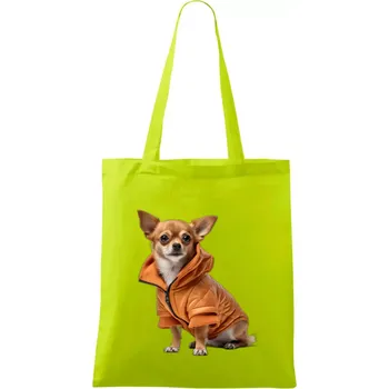 Čivava v bundě - Taška bavlněná - 42 x 38 cm ( Limetková )