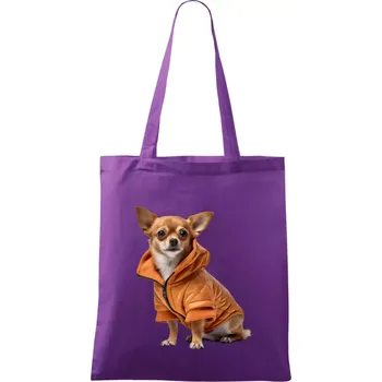 Čivava v bundě - Taška bavlněná - 42 x 38 cm ( Fialová )