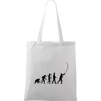 Nákupní taška Evoluce rybaření - Taška bavlněná - 42 x 38 cm ( Bílá )