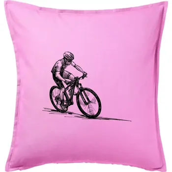 Polštář MTB kreslený cyklista - Polštář 50x50 - 50x50 - Pouze potah ( Růžová )