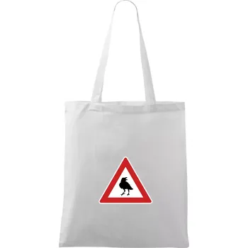 Dopravní značka - Pozor havran - Taška bavlněná - 42 x 38 cm ( Bílá )