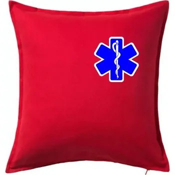 Polštář Rescue - Hvězda na prsu + nápis na zádech - Polštář 50x50 - 50x50 - Pouze potah ( Červená )