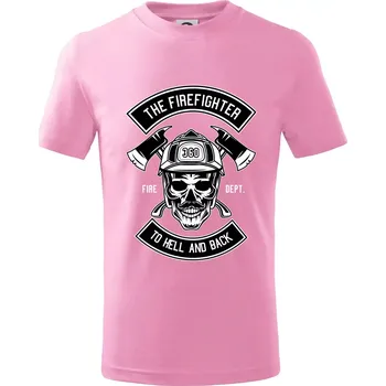 Chlapecké tričko Lebka hasič do pekla a zpátky - Tričko dětské bavlněné - 158 cm/12 let ( Růžová )
