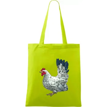 Slepice kreslená bílá - Taška bavlněná - 42 x 38 cm ( Limetková )