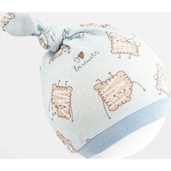 Kojenecké oblečení Kojenecká bavlněná čepička New Baby Biscuits modrá - Velikost 56/62