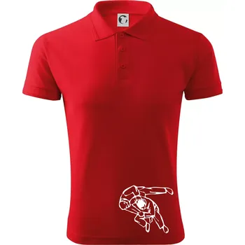 Pánská košile Judo nápis + postavy - Polokošile pánská Pique Polo 203 - 5XL ( Červená )