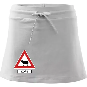 Dámská sukně Dopravní značka - Pozor koně / kráva - Sportovní sukně - two in one - M ( Bílá )