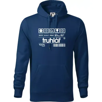 Pánská mikina Čárový kód truhlář - Mikina pánská Cape s kapucí - 5XL ( Půlnoční modrá )