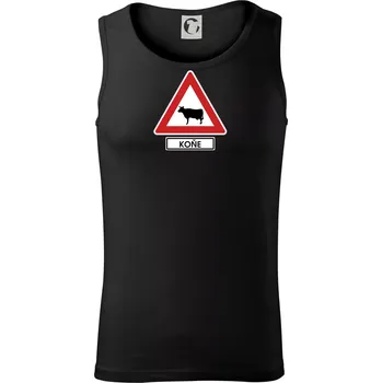 Dopravní značka - Pozor koně / kráva - Tílko pánské Core - S ( Černá )