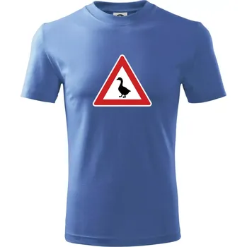 Dopravní značka - Pozor husa - Tričko dětské bavlněné - 98 cm / 2 roky ( Azurově modrá )