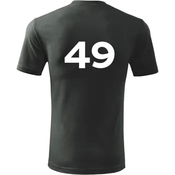Pánská móda Grafitové tričko s číslem 49 - na fotbal - fotbalové tričko - barva antracit - velikost XL