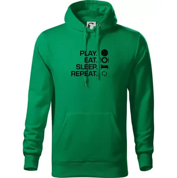Pánská mikina Play Eat Sleep Repeat volejbal - Mikina pánská Cape s kapucí - 4XL ( Středně zelená )