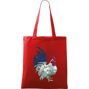 Nákupní taška Kohout kreslený bílý - Taška bavlněná - 42 x 38 cm ( Červená )