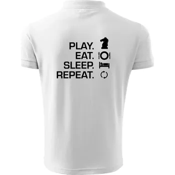 Pánská košile Eat sleep play - šachy - Polokošile pánská Pique Polo 203 - 4XL ( Bílá )