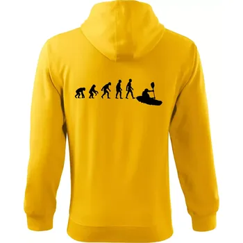 Pánská mikina Evoluce kajak - Mikina s kapucí na zip trendy zipper - S ( Žlutá )