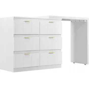 Toaletní stolek Toaletní Stolek, šest zásuvek s bočním stolkem Otočte pracovní plochu (180°) bílá