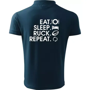 Pánská košile Eat sleep Rugby - Polokošile pánská Pique Polo 203 - 4XL ( Námořní modrá (velmi tmavá - téměř černá) )