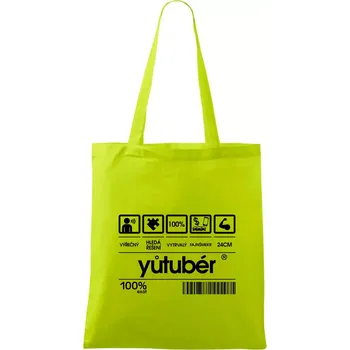 Čárový kód - youtuber - Taška bavlněná - 42 x 38 cm ( Limetková )