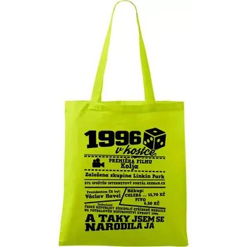 1996 v kostce - Taška bavlněná - 42 x 38 cm ( Limetková )