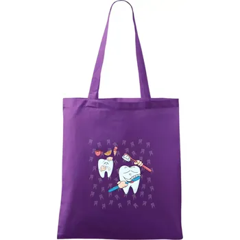 Zubařské tričko - kartáček a jídlo - Taška bavlněná - 42 x 38 cm ( Fialová )