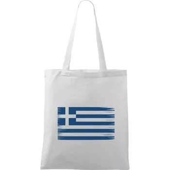Nákupní taška Řecko vlajka hranatá - Taška bavlněná - 42 x 38 cm ( Bílá )