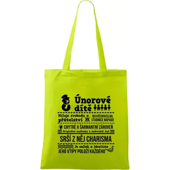 Narozeniny únor - Taška bavlněná - 42 x 38 cm ( Limetková )