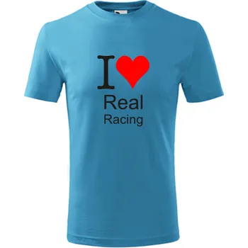 Tyrkysové dětské tričko I love Real Racing - barva tyrkysová - velikost 10let