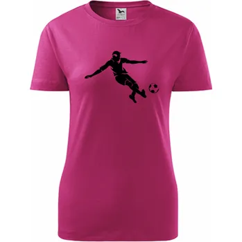 Purpurové dámské tričko s fotbalistou 2 - dárek pro fotbalistku - fotbalový dárek - barva purpurová - velikost XXL