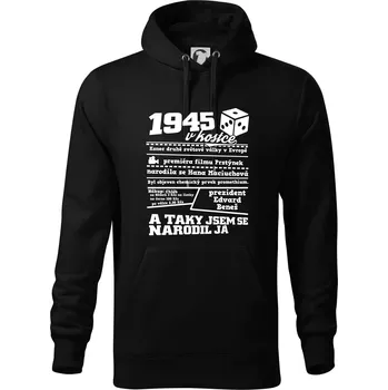 Pánská mikina 1945 v kostce - Mikina pánská Cape s kapucí - M ( Černá )