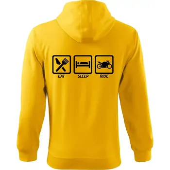 Pánská mikina Eat sleep ride - silnice - Mikina s kapucí na zip trendy zipper - M ( Žlutá )