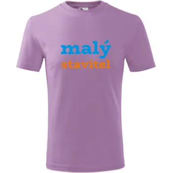 Fialové dětské tričko malý stavitel - dárek pro dítě 5 let - barva fialová - velikost 12let
