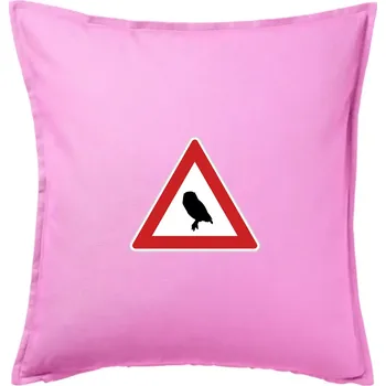 Polštář Dopravní značka - Pozor sova - Polštář 50x50 - 50x50 - Pouze potah ( Růžová )