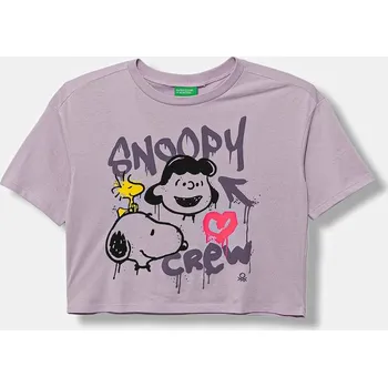 Dětské bavlněné tričko United Colors of Benetton 3X1SC10PT.G.seasonal fialová 04X, vel. 120