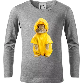 Chlapecké tričko Králík v pláštěnce - Triko dětské Long Sleeve - 122 cm/6 let ( Tmavě šedý melír )