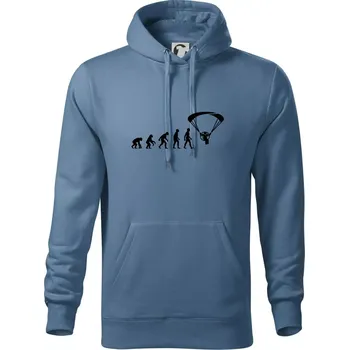 Pánská mikina Evoluce paramotor - Mikina pánská Cape s kapucí - 4XL ( Denim )