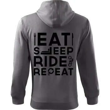 Pánská mikina Eat sleep ride moto - Mikina s kapucí na zip trendy zipper - S ( Ocelově šedá )