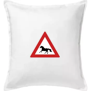 Polštář Dopravní značka - Pozor kůň běžící - Polštář 50x50 - 50x50 - Pouze potah ( Bílá )