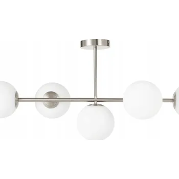 Stropní svítidlo Milano chrom matný, 5 mléčných koulí